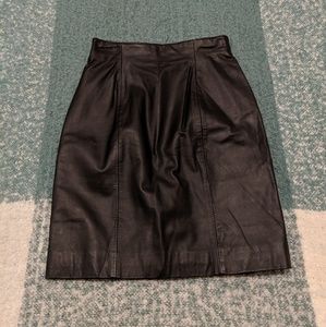 Vintage Byrnes & Baker Genuine Leather Black Skirt
